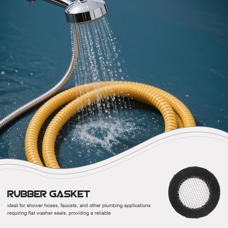 24Pcs Black Rubber Gasket with Screen Mesh 1 2 Inch Filter Washer for Shower Hose Faucet Water Pipes - Image 5